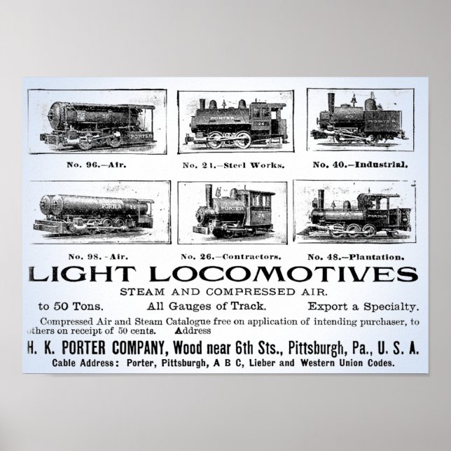 H K Porter & Co. Leichte Lokomotiven Poster (Vorne)