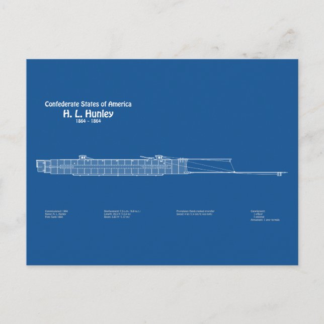 H. L. Hunley - Pläne für Schiffskonzepte ABD Postkarte (Vorderseite)