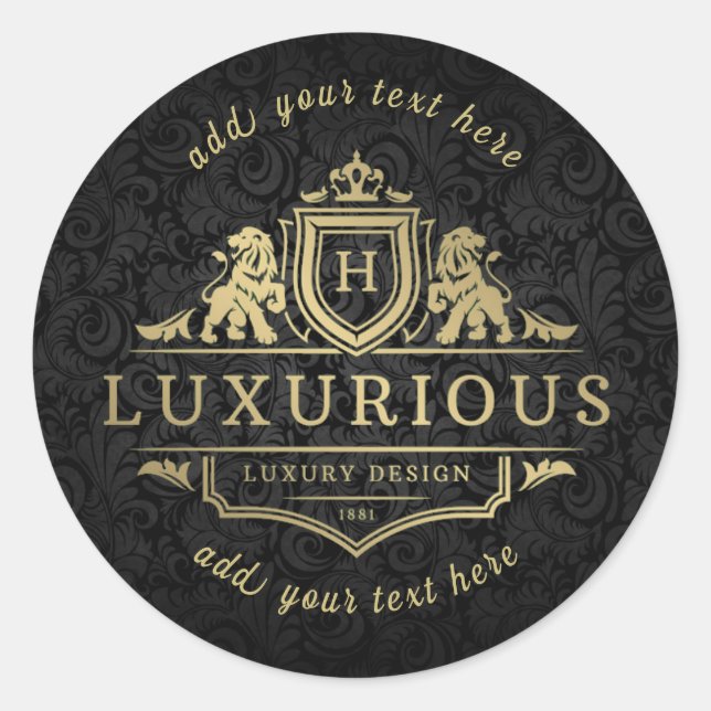 H - Luxuriöses Design Klassischer Rundsticker Runder Aufkleber (Vorderseite)