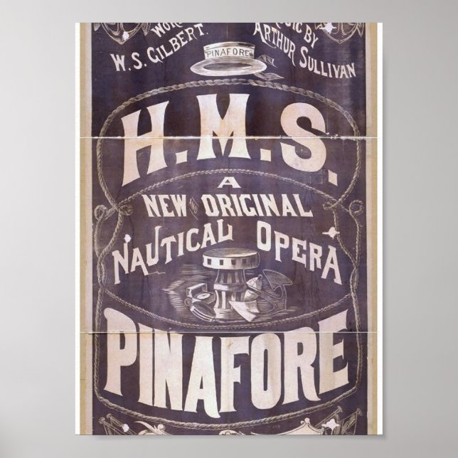 H.M.S. Pinafore, 'Nautical Opera' Retro Theater Poster (Vorne)