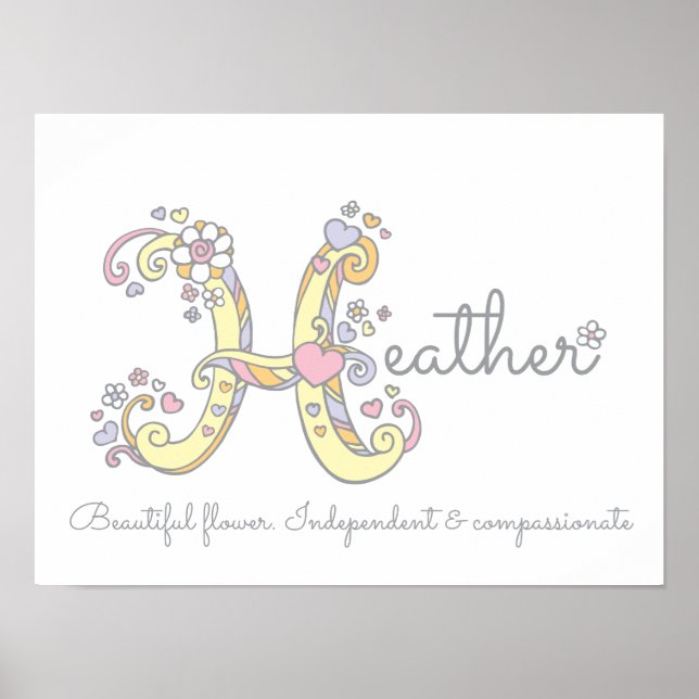 H Monogram Art Heather Girls Name bedeutet Poster (Vorne)