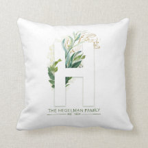 H Monogram Elegant Gold Green Familienname