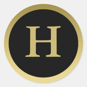 H: Monogram H EleganGold und Schwarzer Aufkleber
