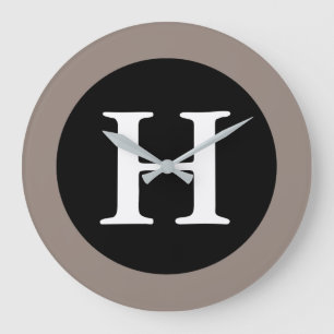 H: Monogram H Large Modern Wall Clock Große Wanduhr