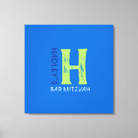 H Monogram, Initial Bar Bat Mitzvah Sign-In Board