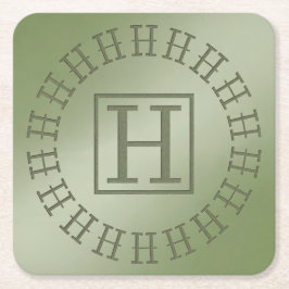 H Monogram Light Green Square Untersetzer