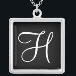 H Monogram Square Custom Pendant Necklace Versilberte Kette<br><div class="desc">H Monogram Square Custom Pendant Necklace.</div>