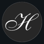 H Monogram Stickers<br><div class="desc">Diese schwarz-weiß Aufkleber verfügen über ein elegantes kursives H-Monogramm. Ideal für Gastgeschenke Hochzeiten,  etc.!</div>