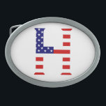 H Monogram überlagert sich auf der Flagge der USA Ovale Gürtelschnalle<br><div class="desc">H Monogram überlagerte sich auf USA Flag Belt Buckle Design © Trinkets and Things 2017 - AHP Design. Alle Rechte vorbehalten. 080517</div>