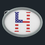 H Monogram überlagert sich auf der Flagge der USA Ovale Gürtelschnalle<br><div class="desc">H Monogram überlagerte sich auf USA Flag Belt Buckle Design © Trinkets and Things 2017 - AHP Design. Alle Rechte vorbehalten. 080517</div>