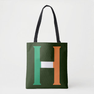 H Monogram überlagert sich auf irischer Flagge Tasche
