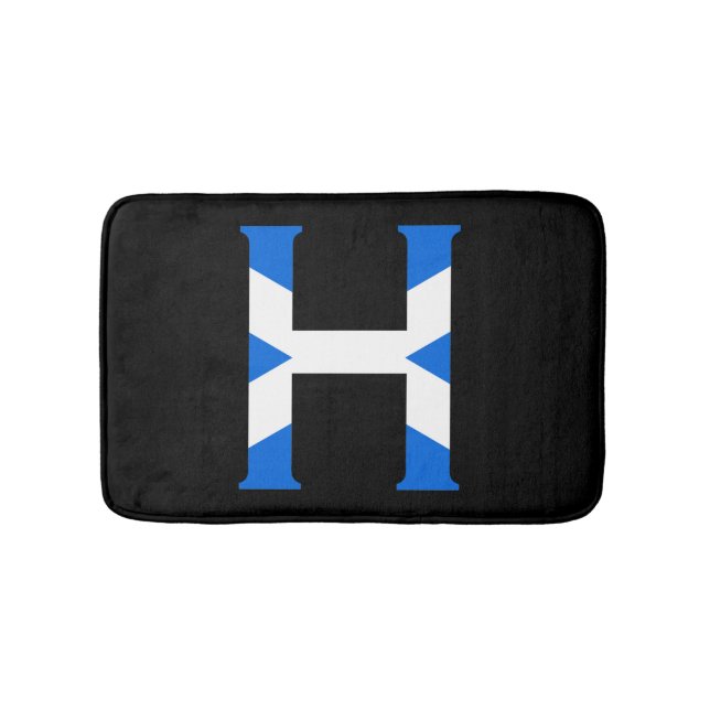 H Monogram überlagert sich auf schottischer Flagge Badematte (Vorderseite)