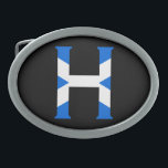 H Monogram überlagert sich auf schottischer Flagge Ovale Gürtelschnalle<br><div class="desc">H Monogram überlagerte sich auf schottischen Flag Belt Buckle Design © Trinkets and Things 2017 - AHP Design. Alle Rechte vorbehalten. 030417</div>