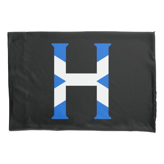 H Monogram überlagert sich auf Scottish Flag Pccn Kissenbezug (Vorderseite)