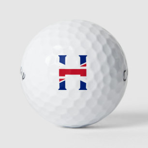 H Monogram überlagert sich auf Unijack Flag cwb gb Golfball