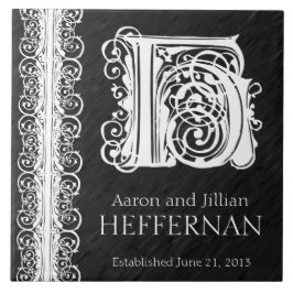 H Monogram "White Lace on Black" Hochzeitszange Fliese