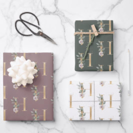 H Monogramm Floral Geschenkpapier Set