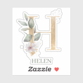 H Monogramm Floral Personalisiert Aufkleber