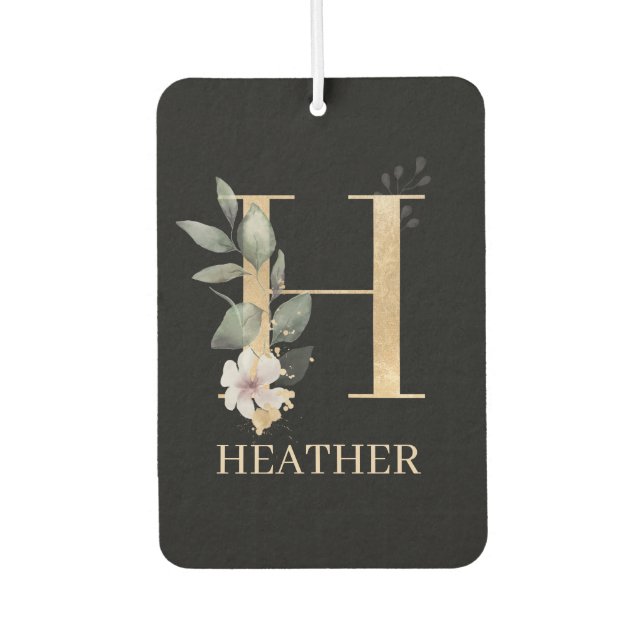 H Monogramm Floral Personalisiert Autolufterfrischer (Vorderseite)
