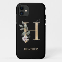 H Monogramm Floral Personalisiert