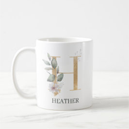 H Monogramm Floral Personalisiert Kaffeetasse