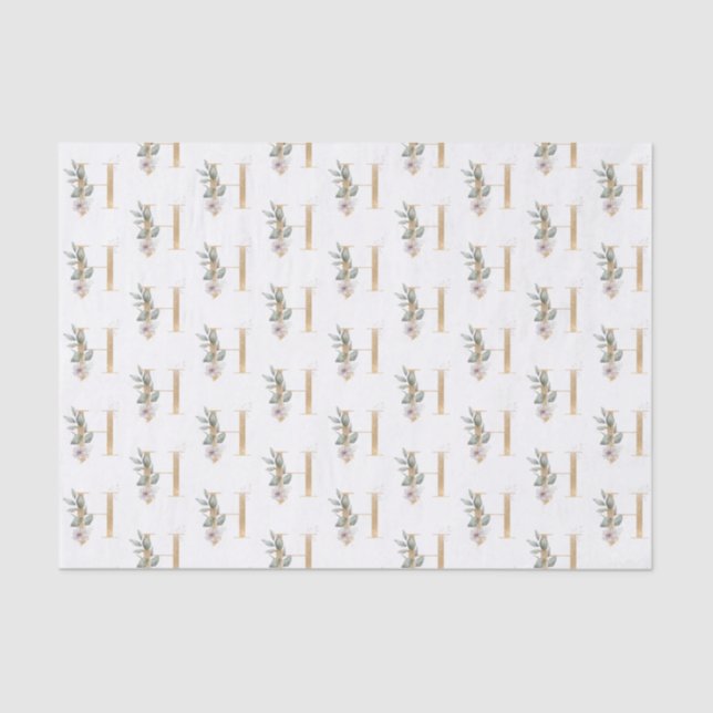 H Monogramm Floral Seidenpapier (Vorderseite)