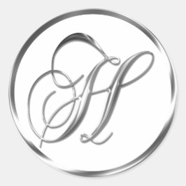 H Monogramm Imitate Silberumschlag oder Gutes Sieg Runder Aufkleber