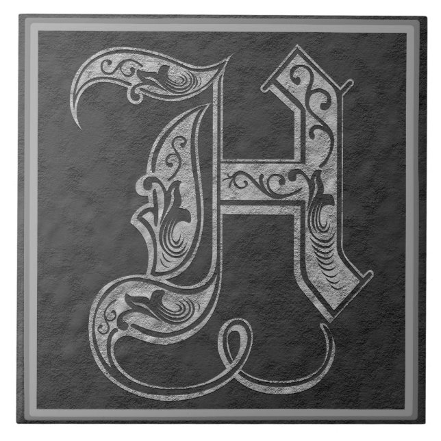 H-Monogramm "königliche graue Stein" Fliese (Vorderseite)