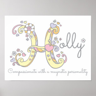 H Monogramm Kunst Holly Mädchen Name Bedeutung Pos Poster