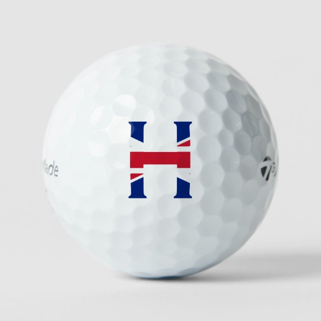 H Monogramm überlagert auf der Flagge der Union tm Golfball (Vorderseite)