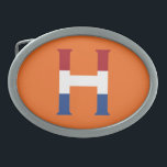 H Monogramm überlagert auf NLD-Flagge auf oder bcn Ovale Gürtelschnalle<br><div class="desc">H Monogram überlagerte sich auf der niederländischen Flagge auf orange Gürtelschnalle Design © Trinkets and Things 2022 - AHP Design. Alle Rechte vorbehalten.</div>