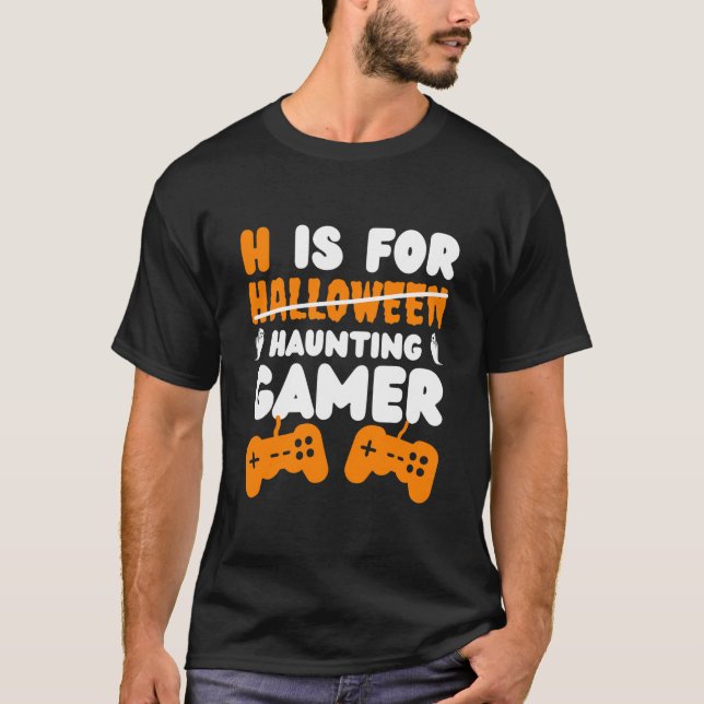 H ob für halloween lustige Gamer tee für Spiele (Vorderseite)