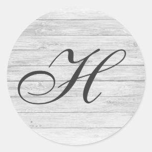(H) Rustikalisches Holzmonogramm Monogramm Shop Runder Aufkleber