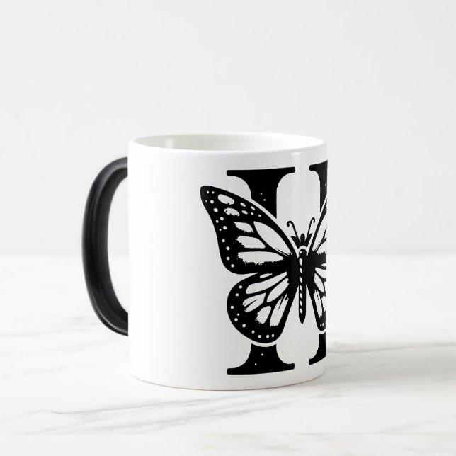 H Schwarzer Butterfly Verwandlungstasse (Vorderseite Links)