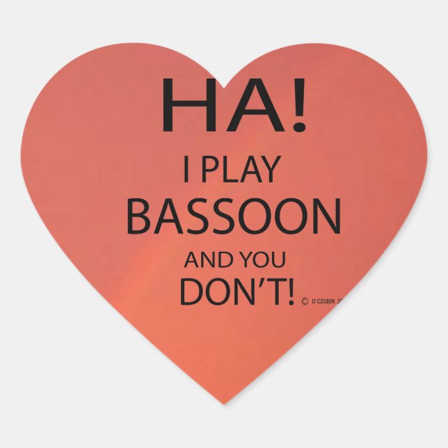 Ha Bassoon Heart Sticker (Vorderseite)