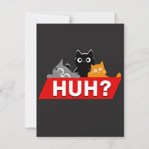 "Hä?" Dummes Multicolor-Cartoon-Katzen-Meme Mitteilungskarte