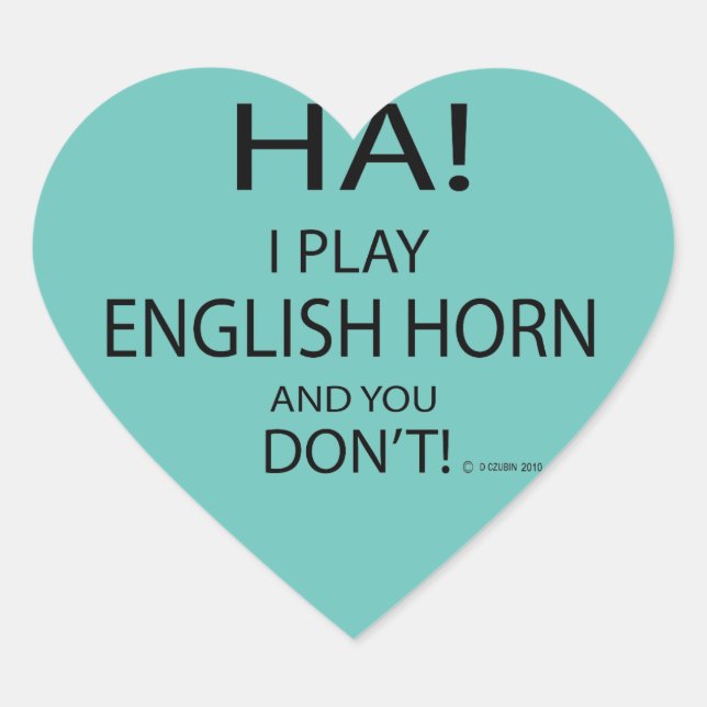 Ha English Horn Heart Sticker (Vorderseite)