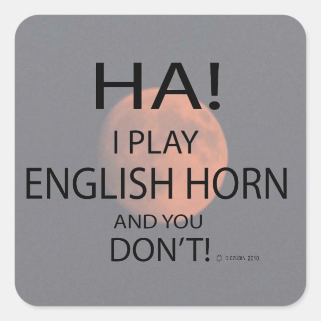 Ha English Horn Square Sticker (Vorderseite)