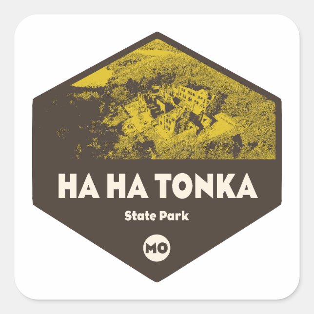 Ha Ha Tonka Staat Park Missouri Quadratischer Aufkleber (Vorderseite)