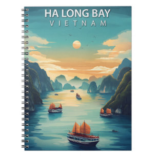 Ha Long Bay Vietnam Asia Vintage Travel Notizblock