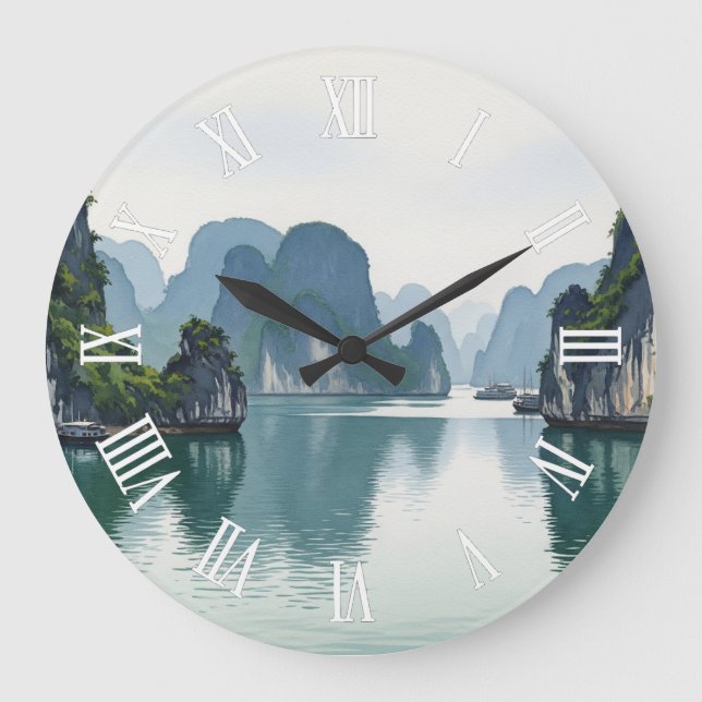 Ha Long Bay Vietnam Große Wanduhr (Vorderseite)