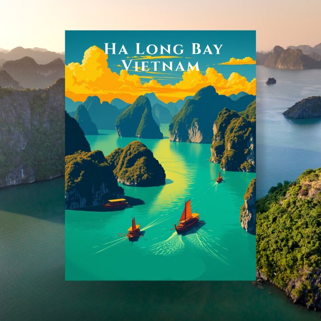 Ha Long Bay Vietnam Landschaftlich Travel Postkarte (Ha Long Bay Vietnam Scenic Travel Postcard)
