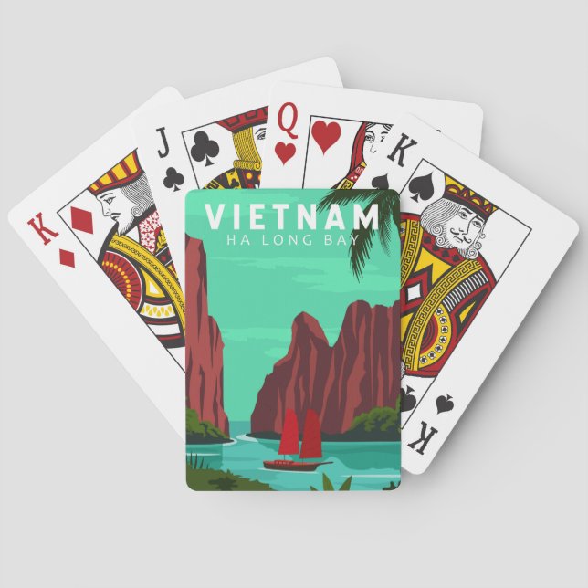 Ha Long Bay Vietnam Reisen Vintag Art Spielkarten (Rückseite)