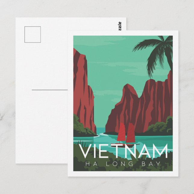Ha long Bay Vietnam Travel Place Illustration Postkarte (Vorne/Hinten)