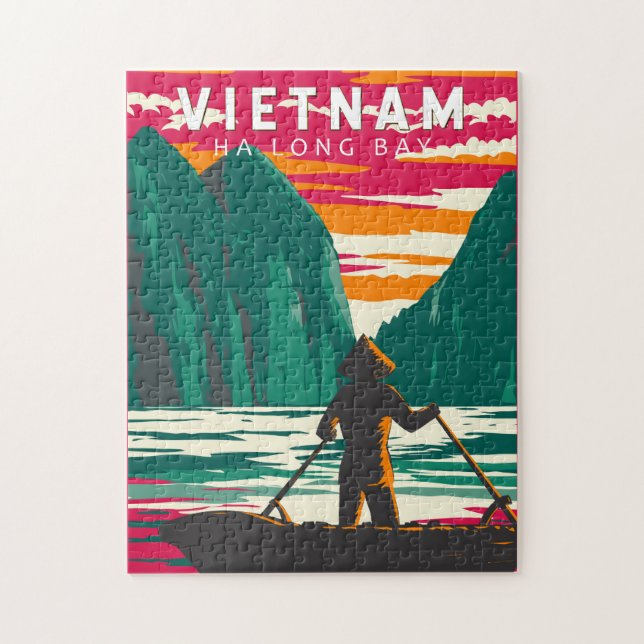 Ha Long Bucht Vietnam Boot Händler Reise Kunst Vin (Vertikal)