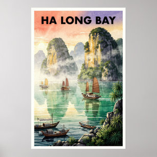 Ha Long Bucht Vietnam Vintage Reise Poster