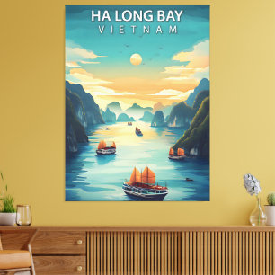 Ha-Long-Bucht – Vintage-Reiseplakat von Vietnams M Leinwanddruck