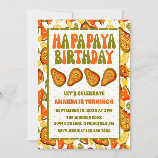 Ha-papaya Birthday Papaya Happy Birthday Einladung (Vorderseite)
