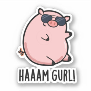 Haaam Gurl Funny Pig Pun Aufkleber