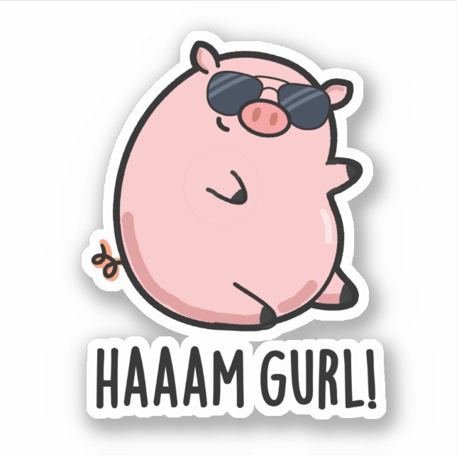 Haaam Gurl Funny Pig Pun Aufkleber (Vorderseite)